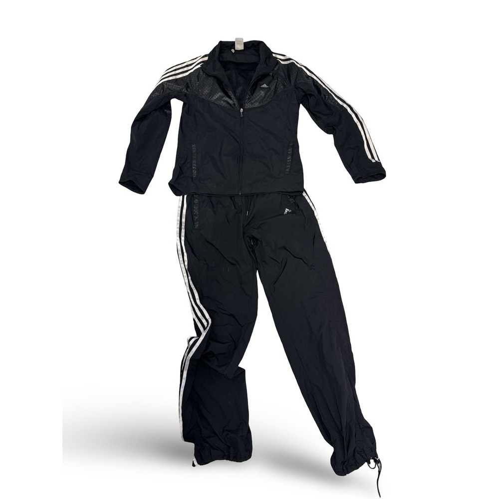 adidas VTG Women's S Black Tracksuit Athletic 3-Stripe Zip-Up Jacket & Jogger - Picture 1 of 10